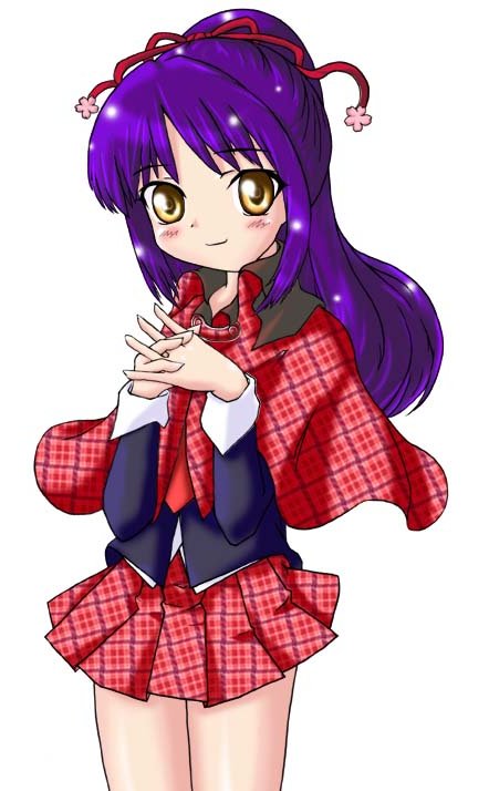 fujisaki nadeshiko, shugo chara!, 1boy, male focus, miniskirt, own hands together, plaid clothes, plaid skirt, school uniform, serafuku, simple background, skirt, solo, trap, white background