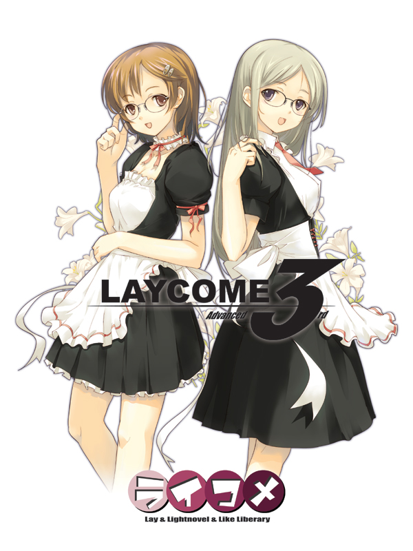 dasoku sentarou, original, rimlet, 2girls, :d, apron, back-to-back, black dress, brown eyes, comic, cropped jacket, dress, glasses, looking at viewer, looking back, maid, maid apron, multiple girls, open mouth, puffy short sleeves, puffy sleeves, short sleeves, silent comic, simple background, smile, standing, text focus, white background