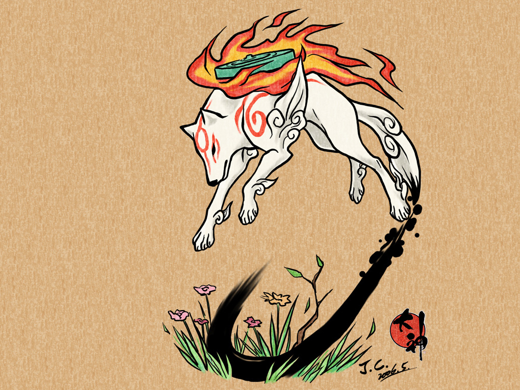 amaterasu (ookami), ookami (game), tagme, no humans, solo, wolf