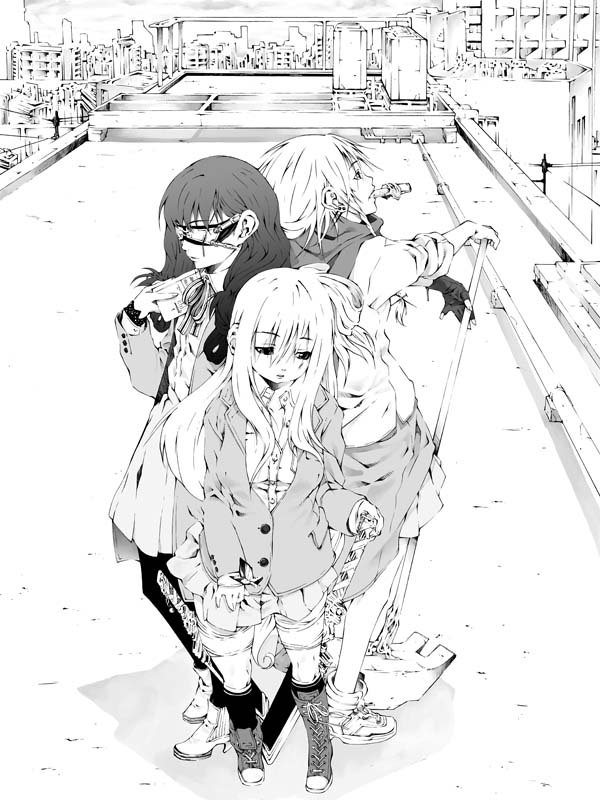 shiomiya iruka, bad id, bad pixiv id, boots, bug, butterfly, city, goggles, greyscale, long hair, monochrome, pantyhose, school uniform, serafuku