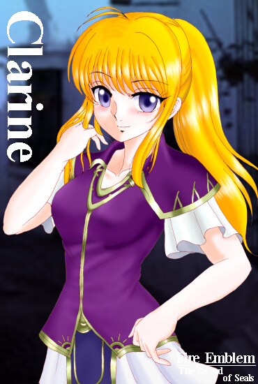 hissaa (starlight express), clarine (fire emblem), fire emblem, fire emblem: the binding blade, nintendo, bad id, 1girl, blonde hair, blue eyes, character name, copyright name, female focus, long hair, ponytail, solo