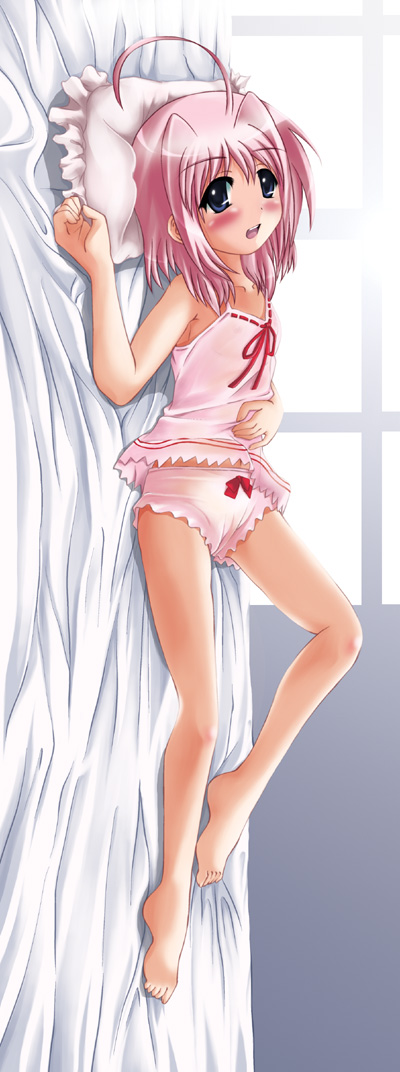 kurogane (blackxsilver), kurogane (majesticrune), caro ru lushe, lyrical nanoha, mahou shoujo lyrical nanoha, mahou shoujo lyrical nanoha strikers, duplicate, 00s, 1girl, barefoot, bed, camisole, feet, female focus, loli, lying, panties, solo, underwear