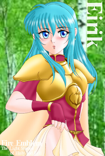 hissaa (starlight express), eirika (fire emblem), fire emblem, fire emblem: the sacred stones, nintendo, bad id, 1girl, armor, blue eyes, blue hair, cape, character name, clothes lift, copyright name, female focus, gloves, gold armor, lifting own clothes, long hair, matching hair/eyes, princess, skirt, skirt lift, solo