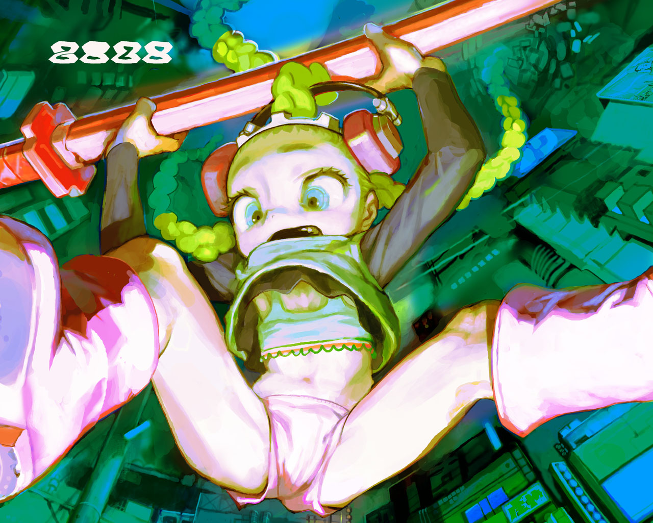 kawaguchi youhei, original, 1girl, boots, braid, female focus, headphones, solo, sword, twin braids, weapon