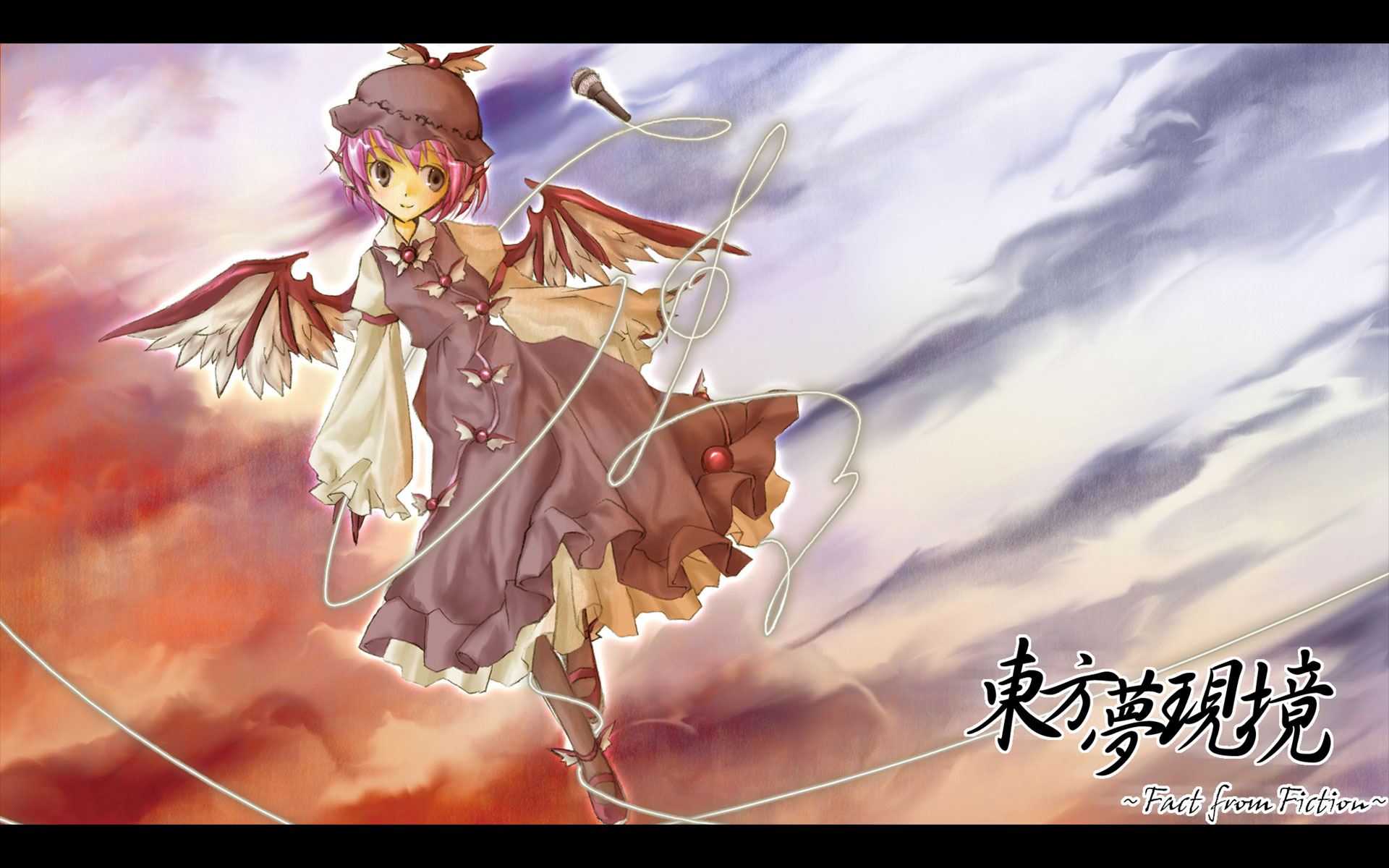 mystia lorelei, touhou, highres, 1girl, female focus, letterboxed, microphone, solo