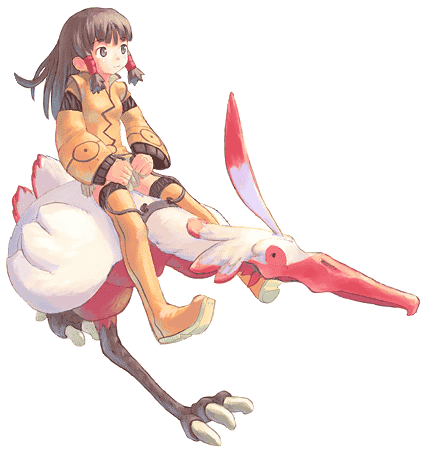 lowres, tagme, bird, brown hair, fantasy, long hair, riding, solo, transparent background