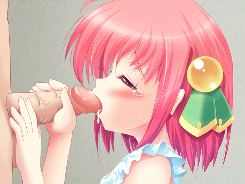 akahito, oshima mai, onemuri sister, animated, animated gif, game cg, 1boy, 1girl, apron, blush, closed eyes, cum, cum in mouth, cumdrip, fellatio, from side, gokkun, hair ornament, hetero, licking, licking penis, loli, oral, penis, pink hair, short hair, solo focus, swallowing, tears, tongue, uncensored