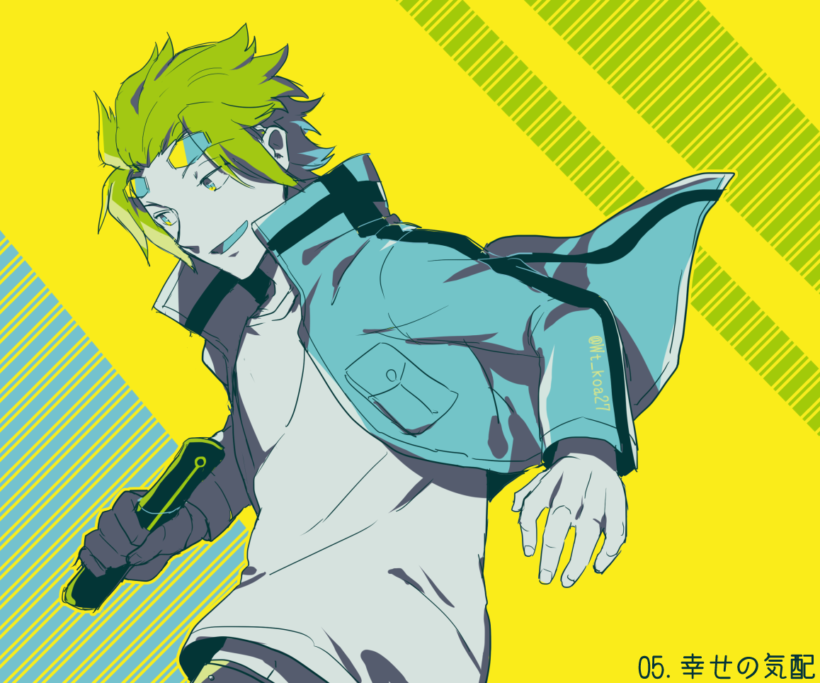 nikame, jin yuuichi, world trigger, brown hair, jacket, male focus, open mouth, shirt, simple background, white shirt
