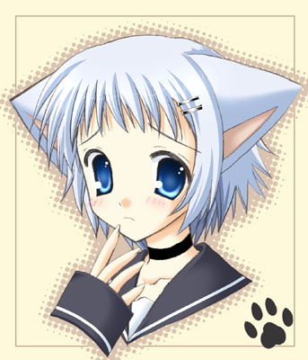 nekoneko, lowres, 1girl, animal ears, cat, cat ears, female focus, paw print, solo