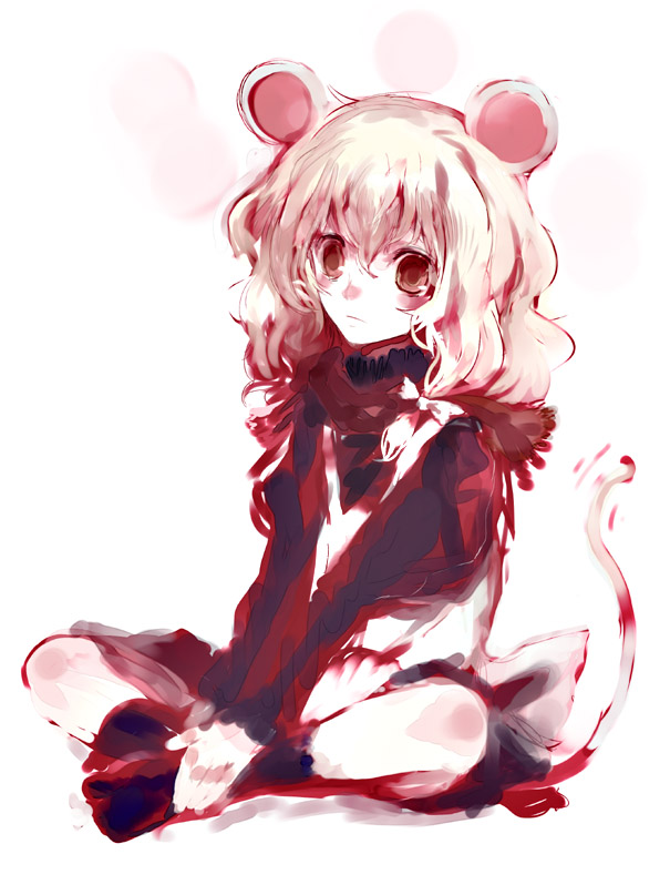 nokishita, kirisame marisa, touhou, vocaloid, 1girl, animal ears, female focus, full body, mouse ears, sketch, solo, white background