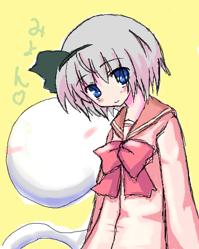 konpaku youmu, konpaku youmu (ghost), touhou, lowres, 1girl, alternate costume, female focus, hitodama, school uniform, serafuku, solo
