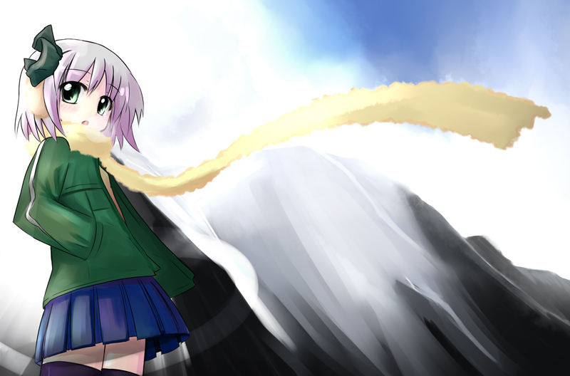 mirino, konpaku youmu, touhou, cropped, 1girl, female focus, hand in pocket, jacket, scarf, short hair, solo