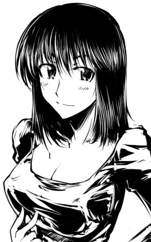 cosaten, suou mikoto (school rumble), school rumble, lowres, 00s, 1girl, female focus, greyscale, monochrome, solo