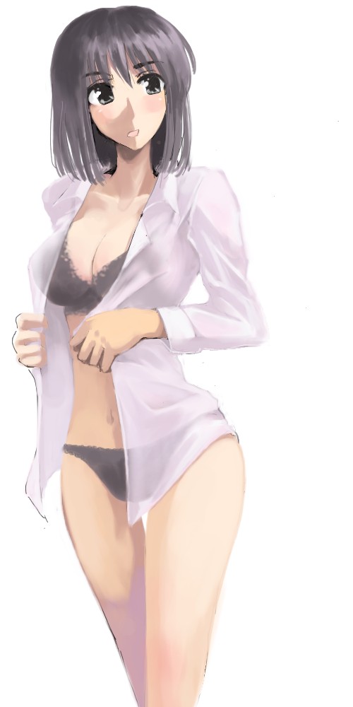 cosaten, suou mikoto (school rumble), school rumble, 00s, 1girl, bra, female focus, lingerie, open clothes, open shirt, panties, shirt, solo, underwear