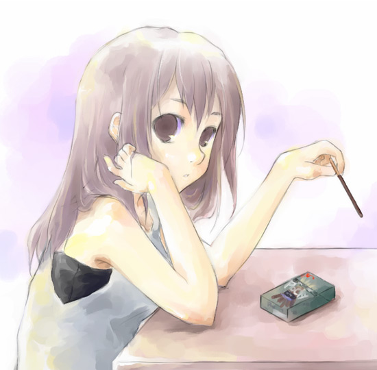 transient, original, tagme, brown eyes, brown hair, food, pocky, solo