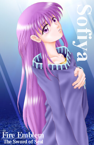 hissaa (starlight express), sophia (fire emblem), fire emblem, fire emblem: the binding blade, nintendo, 1girl, character name, copyright name, dress, female focus, long hair, purple eyes, purple hair, solo, very long hair