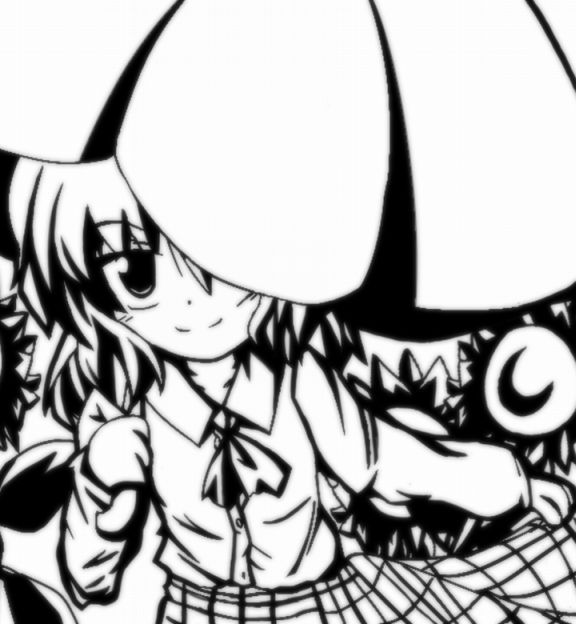 r pascal, kazami yuuka, touhou, 1girl, ascot, dress shirt, female focus, flower, greyscale, monochrome, parasol, plaid clothes, plaid skirt, shirt, short hair, skirt, smile, solo, sunflower, umbrella
