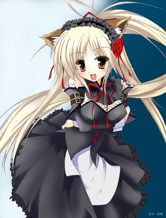 nagatsuki rio, 1girl, animal ears, female focus, gothic lolita, lolita fashion, ponytail, solo