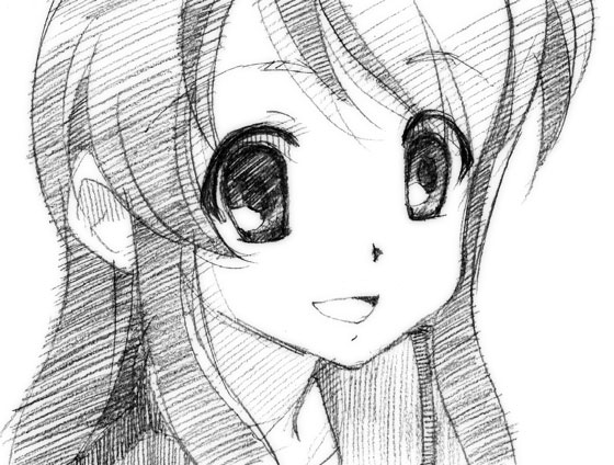 gofu, asahina mikuru, suzumiya haruhi no yuuutsu, traditional media, 00s, greyscale, monochrome, sketch, solo