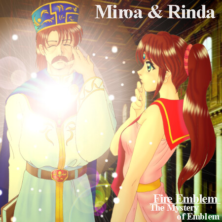 hissaa (starlight express), linde (fire emblem), miloah, fire emblem, fire emblem: mystery of the emblem, nintendo, lowres, blue eyes, brown hair, long hair, ponytail