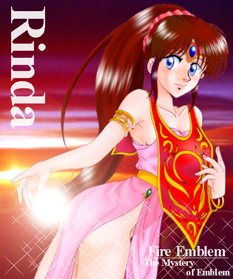 hissaa (starlight express), linde (fire emblem), fire emblem, fire emblem: mystery of the emblem, nintendo, blue eyes, brown hair, long hair, ponytail