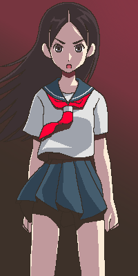 awa, kitsu chiri, sayonara zetsubou sensei, lowres, 00s, 1girl, female focus, jaggy lines, oekaki, parted bangs, solo