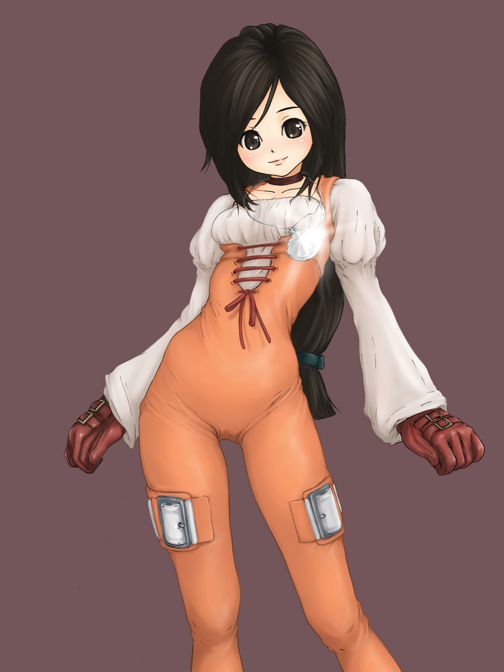 garnet til alexandros xvii, final fantasy, final fantasy ix, highres, 00s, black hair, bodysuit, buckle, gloves, latex, long hair