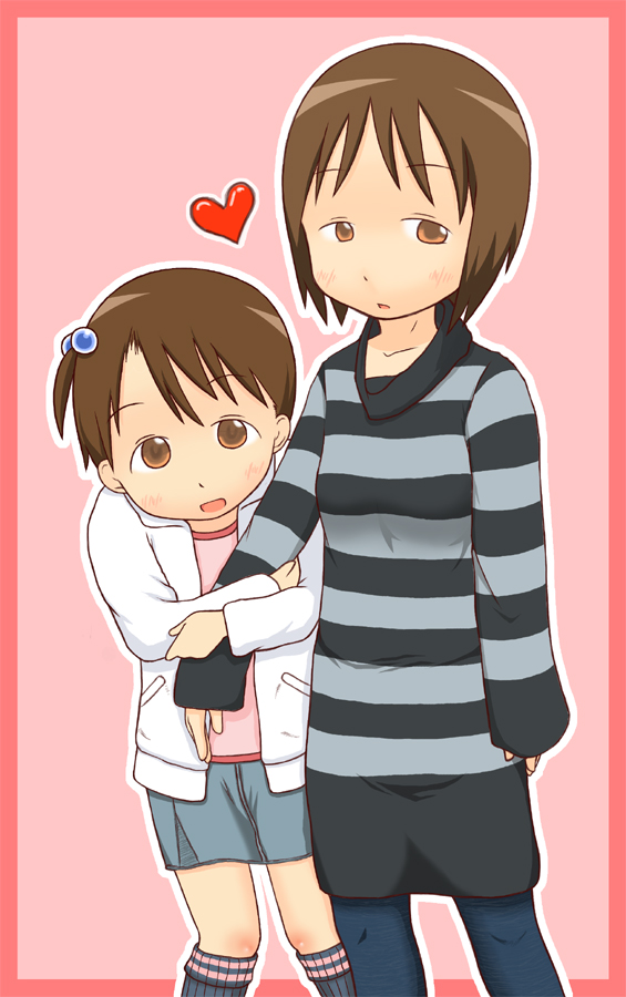 suriheru, itou chika, itou nobue, ichigo mashimaro, blue legwear, 2girls, multiple girls, pantyhose, siblings, sisters