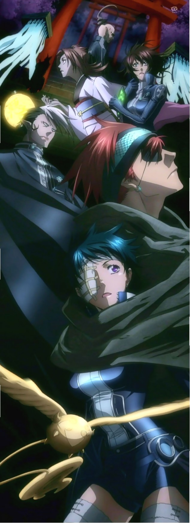 arystar krory, bookman, chomesuke, lavi, lenalee lee, miranda lotto, d.gray-man, anime screenshot, highres, 00s, 3boys, 3girls, eyepatch, multiple boys, multiple girls, short hair