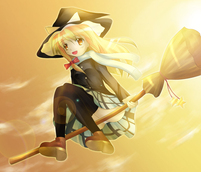 desuno, kirisame marisa, touhou, 1girl, black thighhighs, female focus, panties, solo, thighhighs, underwear