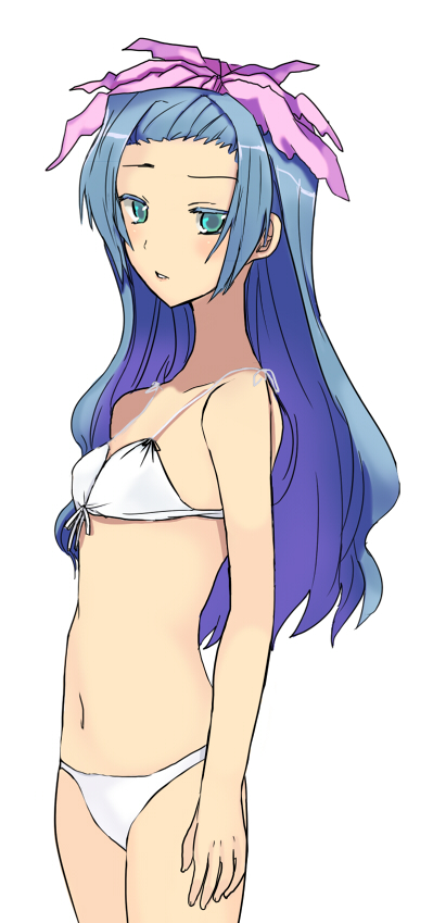 sora (efr), tagme, 1girl, bikini, female focus, flat chest, simple background, solo, swimsuit, white bikini