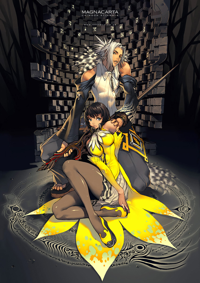 kim hyung tae, calintz, reith, magna carta, magna carta crimson stigmata, dress, pantyhose, sword, thighhighs, weapon