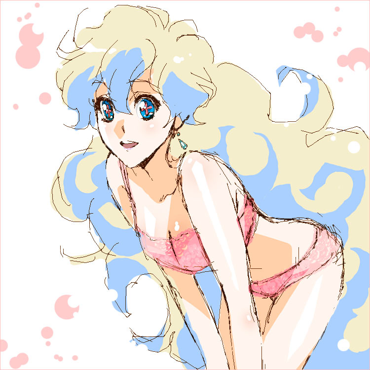 yukimitsuki, nia teppelin, tengen toppa gurren lagann, 00s, 1girl, aged up, bent over, bra, cloud, female focus, lingerie, panties, solo, underwear, underwear only