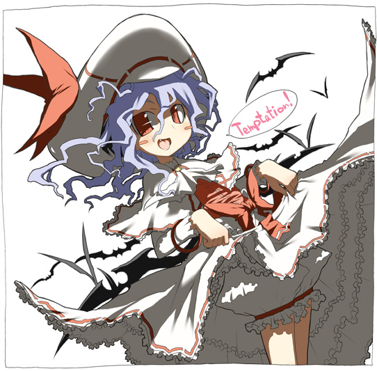 ooide chousuke, remilia scarlet, touhou, 1girl, bloomers, clothes lift, dress, dress lift, female focus, solo, underwear, white background, white bloomers