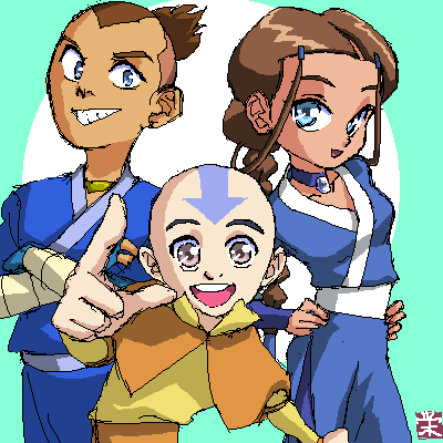 kazui sakae, aang, katara, sokka, avatar: the last airbender, nickelodeon, avatar, lowres, oekaki