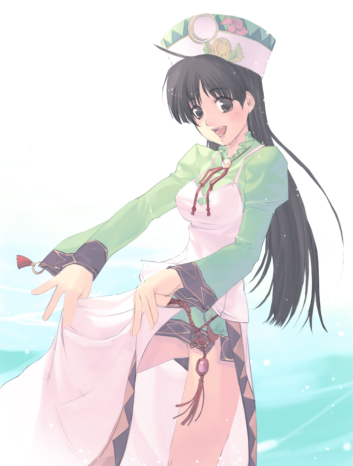 viorate platane, atelier (series), atelier viorate, gust, 1girl, clothes lift, female focus, skirt, skirt lift, smile, solo, thighs