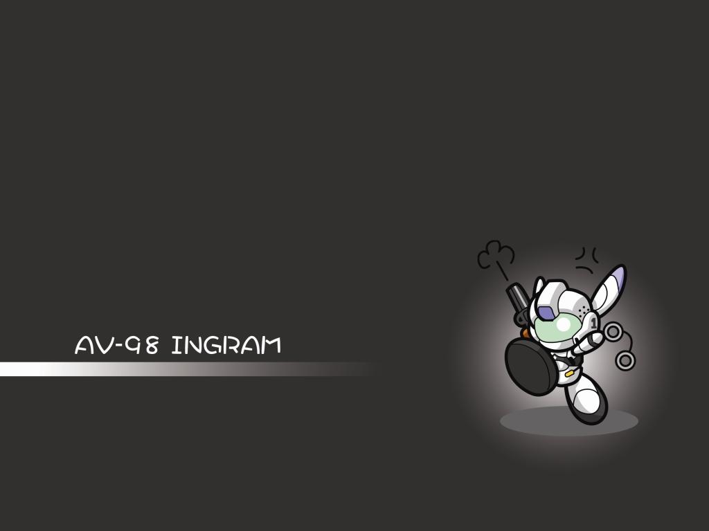 alphonse (av-98 ingram), av-98 ingram, kidou keisatsu patlabor, chibi, cuffs, dark, gun, handcuffs, mecha, robot, weapon