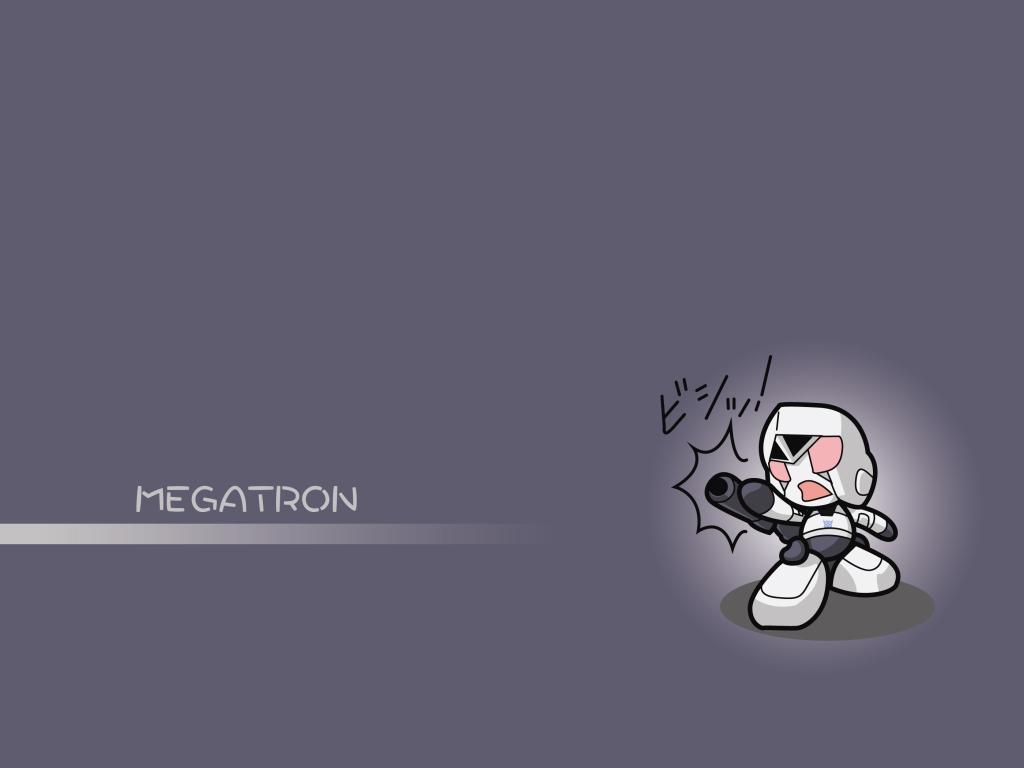 megatron, transformers, transformers: generation 1, ^^^, android, character name, chibi, clenched hand, full body, gradient background, helmet, machinery, no humans, purple background, simple background, solid eyes, solo, standing