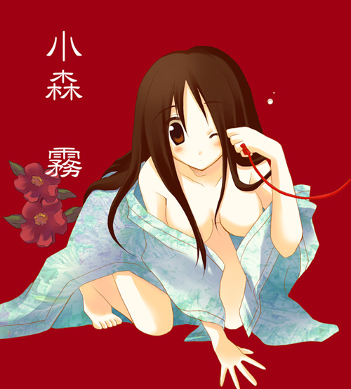 pokopi, komori kiri, sayonara zetsubou sensei, 00s, 1girl, blanket, breasts, female focus, japanese clothes, kimono, large breasts, solo