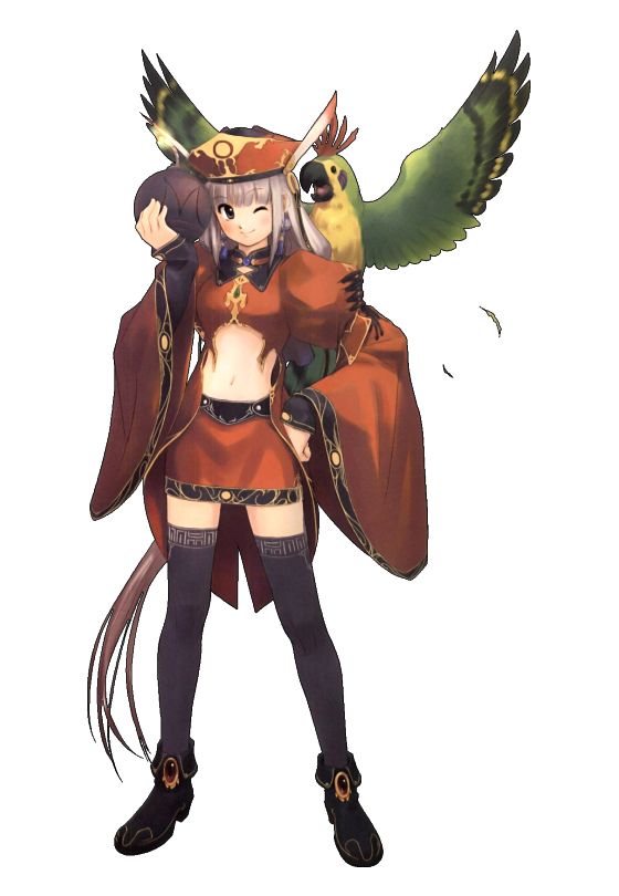 futaba jun, judith volltone, atelier (series), atelier judie, gust, silver hair, official art, 1girl, alchemist, alchemy, animal, animal on shoulder, bird, bird on shoulder, black thighhighs, blunt bangs, blush, bomb, boots, explosive, feathers, female focus, fire, flat chest, full body, gem, hand on own hip, hat, high heels, jewelry, legs apart, long hair, looking at viewer, mega bomb, midriff, miniskirt, navel, one eye closed, parrot, pencil skirt, ponytail, purple eyes, raster, red skirt, ribbon, ring, shoes, sidelocks, skirt, smile, solo, standing, strap, thighhighs, transparent background, turtleneck, very long hair, weapon, wide sleeves, wink, zettai ryouiki