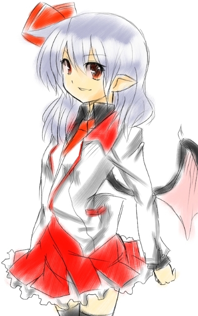 remilia scarlet, touhou, 1girl, bat wings, female focus, solo, thighhighs, wings