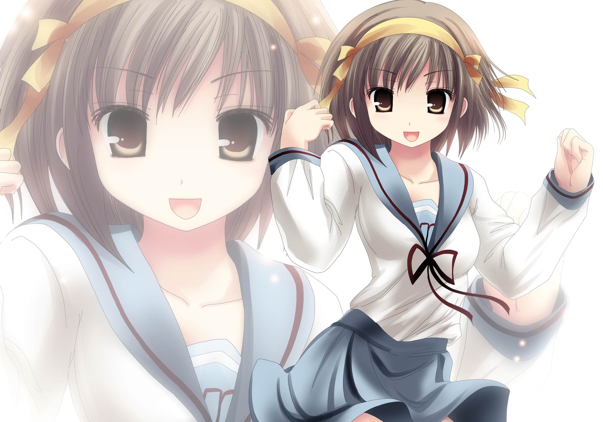 namamo nanase, suzumiya haruhi, suzumiya haruhi no yuuutsu, highres, 00s, school uniform, serafuku, solo, zoom layer