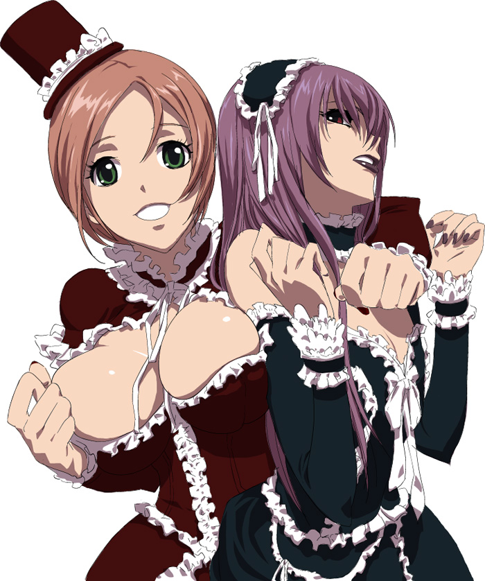 kawamura rukanan, yuuki kei, moyashimon, 1boy, 1girl, breasts, cleavage, gothic lolita, hat, hetero, hug, huge breasts, kawamura rakunan, lace, large breasts, lolita fashion, ribbon, trap