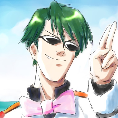 kazunari, rakugake, sanson (nadia), fushigi no umi no nadia, lowres, 1990s (style), oekaki, retro artstyle, solo, sunglasses