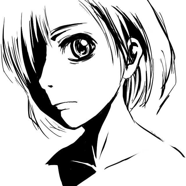 takehito, tagme, 1girl, female focus, greyscale, high contrast, monochrome, sketch, solo
