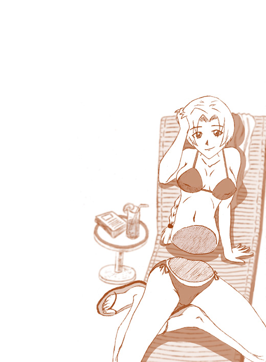 gamera, bikini, braid, detachable, monochrome, swimsuit