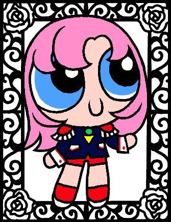 tenjou utena, powerpuff girls, shoujo kakumei utena, lowres, crossover, parody, solo, style parody, toon (style)