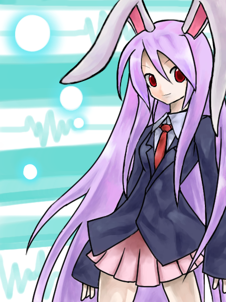 haro (artist), reisen udongein inaba, touhou, vocaloid, 1girl, animal ears, female focus, parody, rabbit ears, rabbit girl, skirt, solo