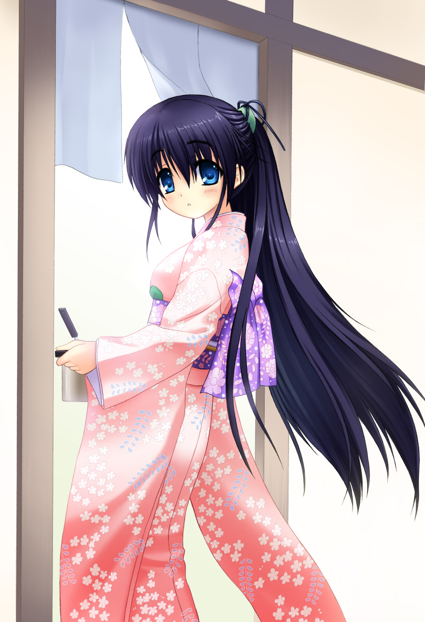 na-ga, highres, tagme, 1girl, female focus, japanese clothes, kimono, solo