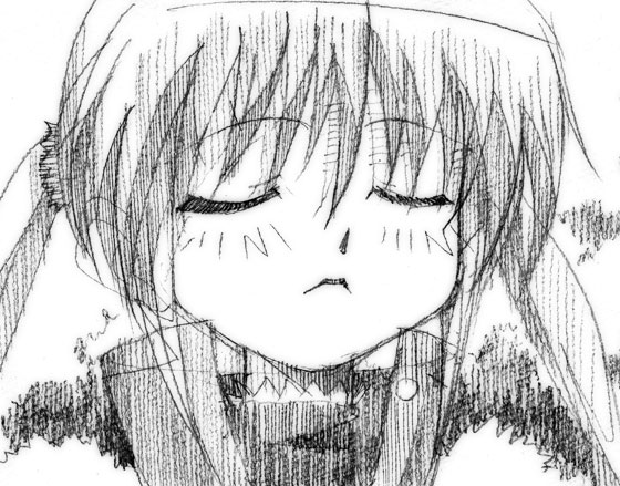 gofu, sanzen'in nagi, hayate no gotoku!, traditional media, 00s, greyscale, monochrome, sketch, solo